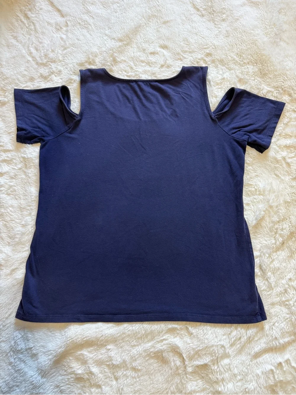 Michael Kors Navy Cold-Shoulder short Sleeve Scoop Neck T-shirt